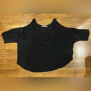 Black Silk Cold Shoulder Top